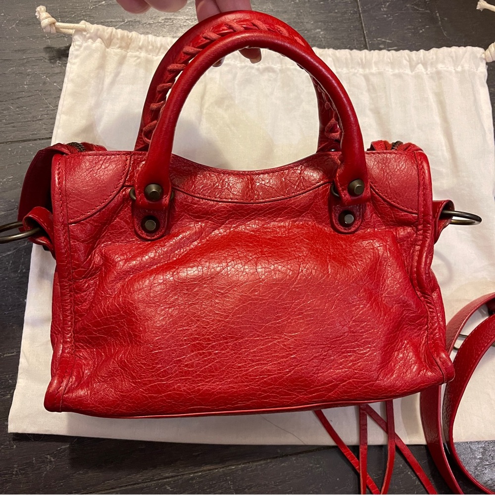 Authentic BALENCIAGA red mini city bag leather women - Picture 3 of 12